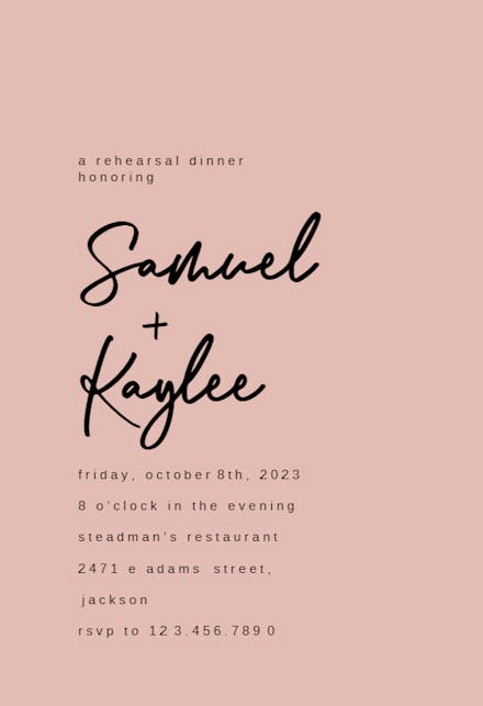 Calligraphy Names - Rehearsal Dinner Party Invitation Template (Free ...