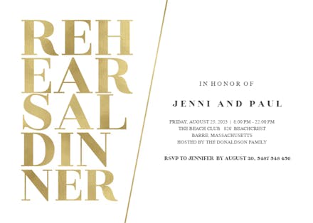 Capital lettering - Rehearsal Dinner Party Invitation