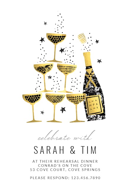 Champagne fountain - Rehearsal Dinner Party Invitation