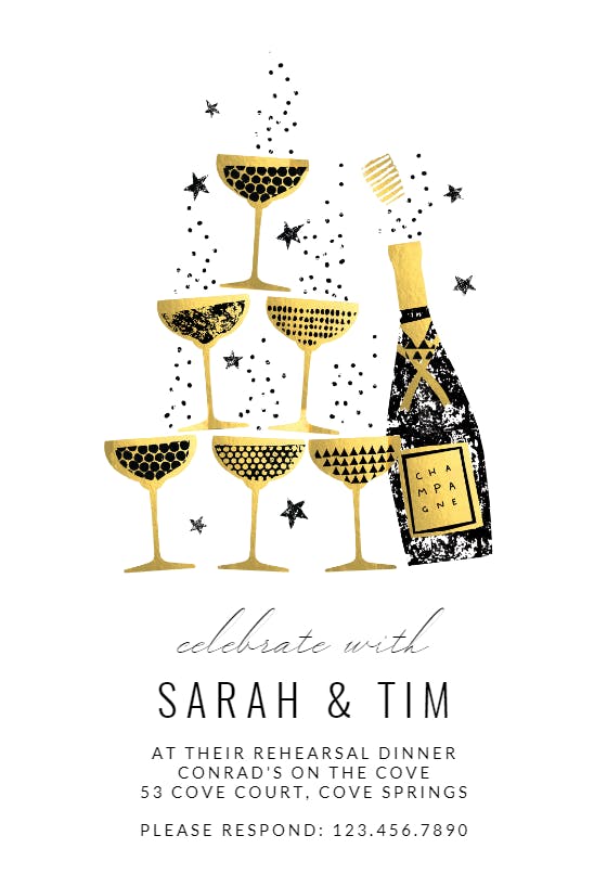 Champagne fountain - rehearsal dinner party invitation
