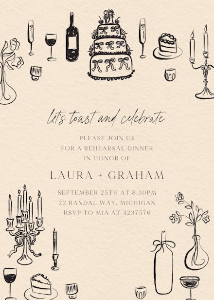 Charming ceremony - rehearsal dinner party invitation