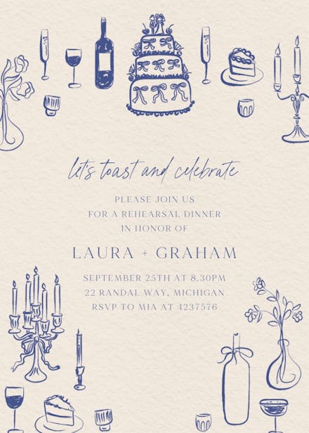 Charming ceremony - rehearsal dinner party invitation