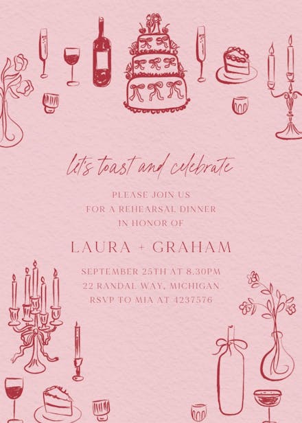 Charming ceremony - rehearsal dinner party invitation