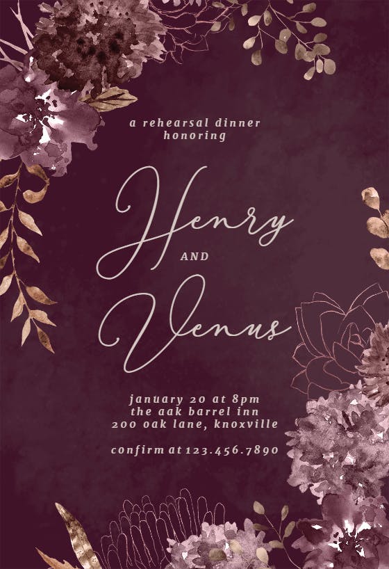 Chocolate flowers - rehearsal dinner party invitation