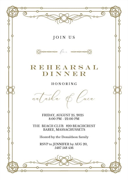 Classic border - rehearsal dinner party invitation