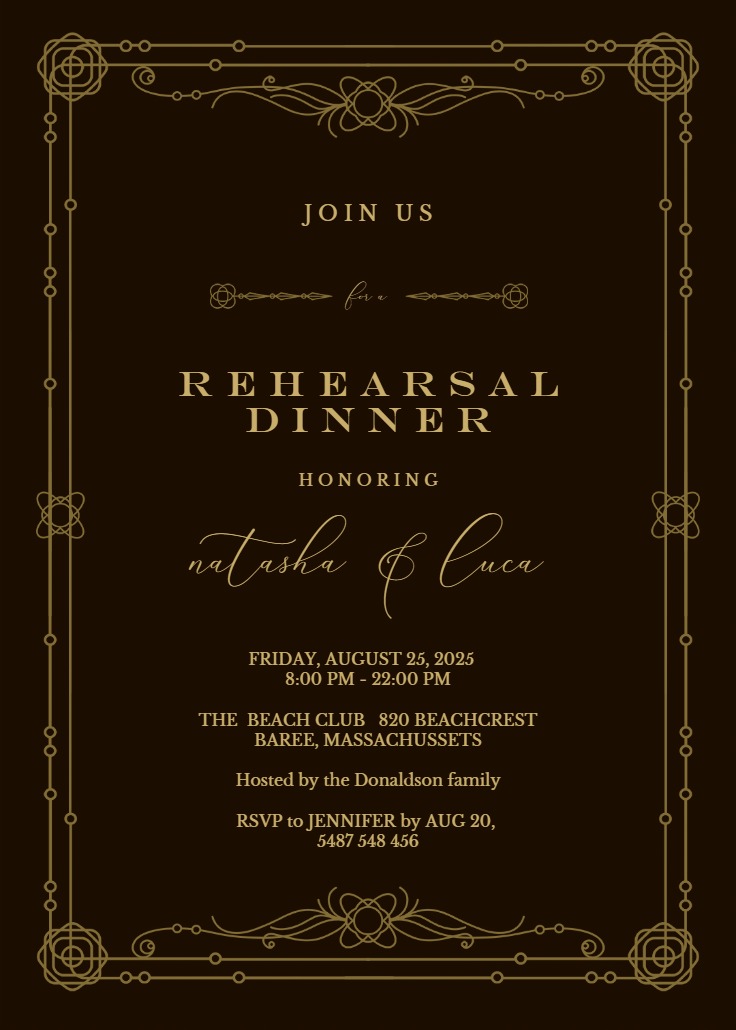 Classic Border - Rehearsal Dinner Party Invitation Template (Free ...