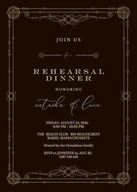 Classic border - rehearsal dinner party invitation
