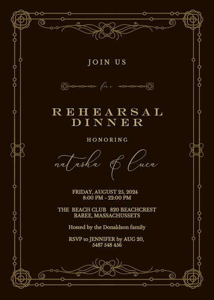 Classic Border - Rehearsal Dinner Party Invitation Template (Free ...