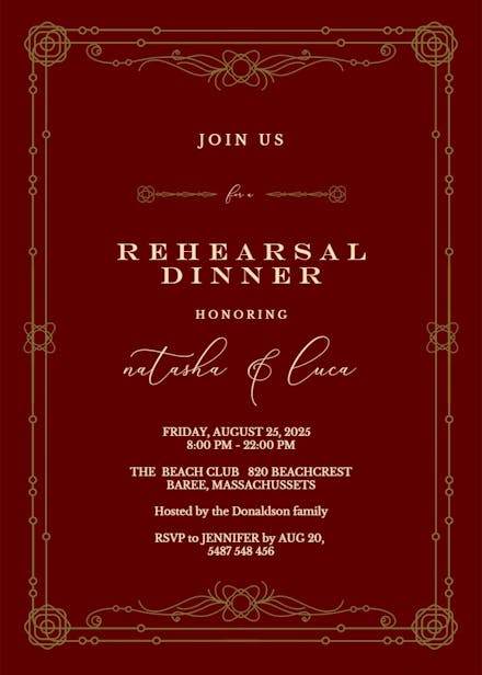 Classic border - rehearsal dinner party invitation