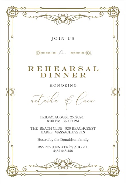 Classic Border - Rehearsal Dinner Party Invitation Template (Free ...