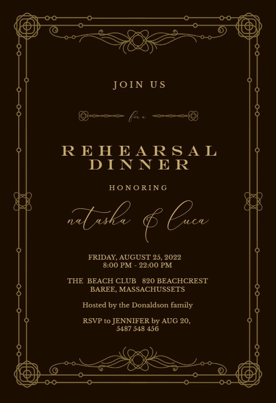 Classic Border - Rehearsal Dinner Party Invitation Template (Free ...