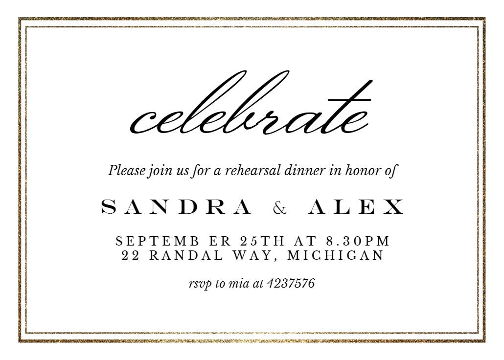 Classy - rehearsal dinner party invitation