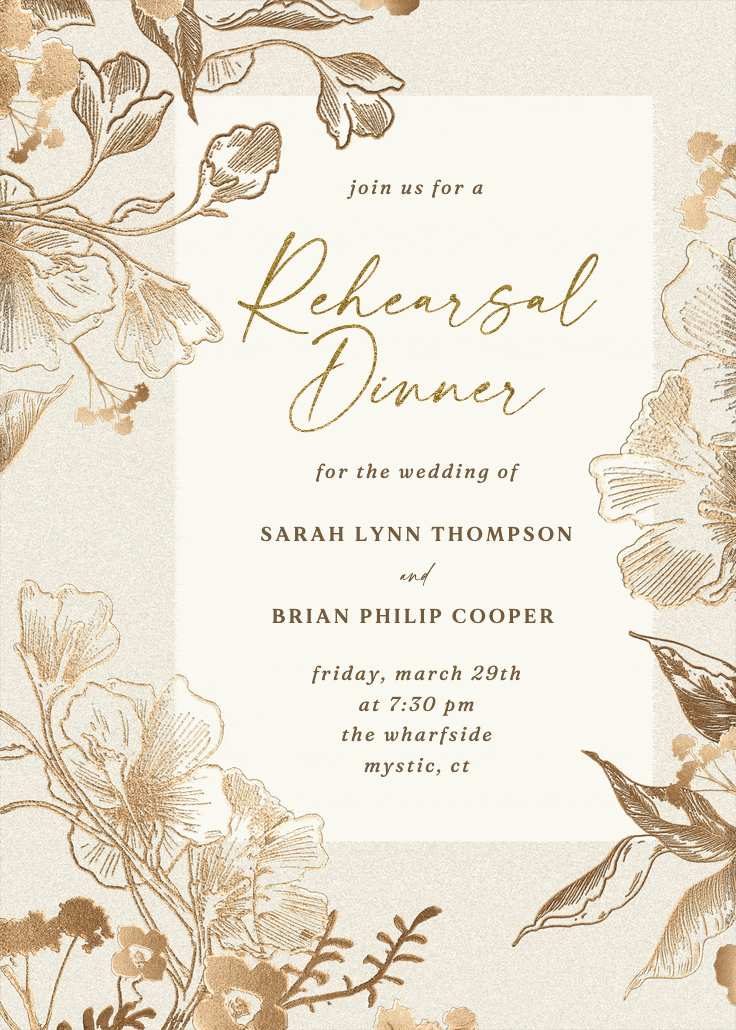 Coppery ink - rehearsal dinner party invitation