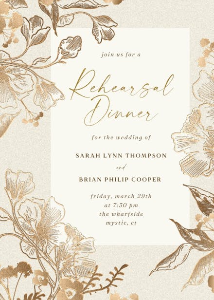 Coppery ink - rehearsal dinner party invitation
