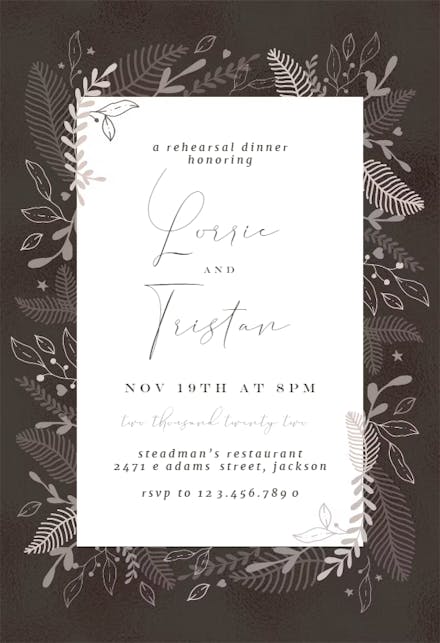 Cream Floral Border - Rehearsal Dinner Party Invitation