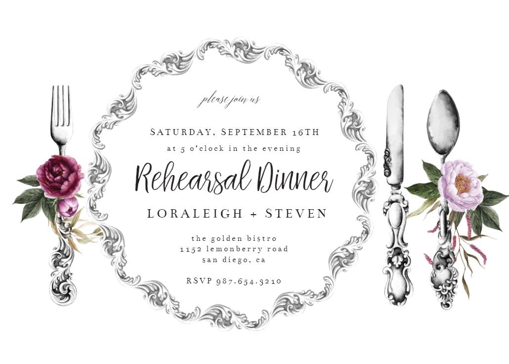 Dinner ware - rehearsal dinner party invitation