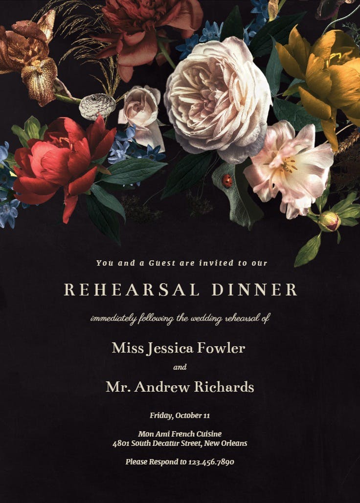 Dutch bouquet - rehearsal dinner party invitation