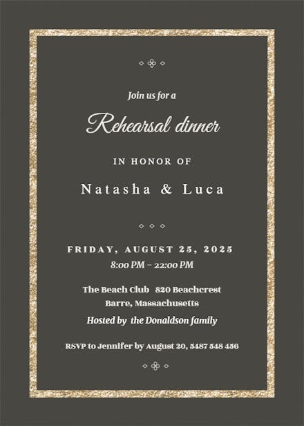 Elegant gold - rehearsal dinner party invitation