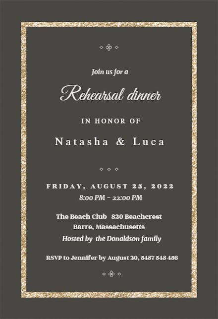 Elegant Gold - Invitación Para Cena De ensayo