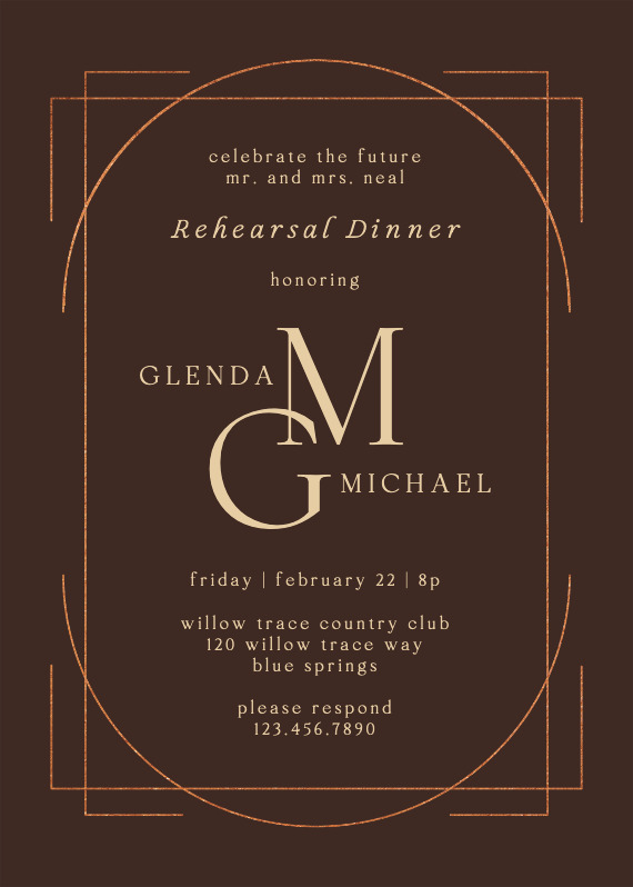 Elegant Golden Lines - Rehearsal Dinner Party Invitation Template (Free ...