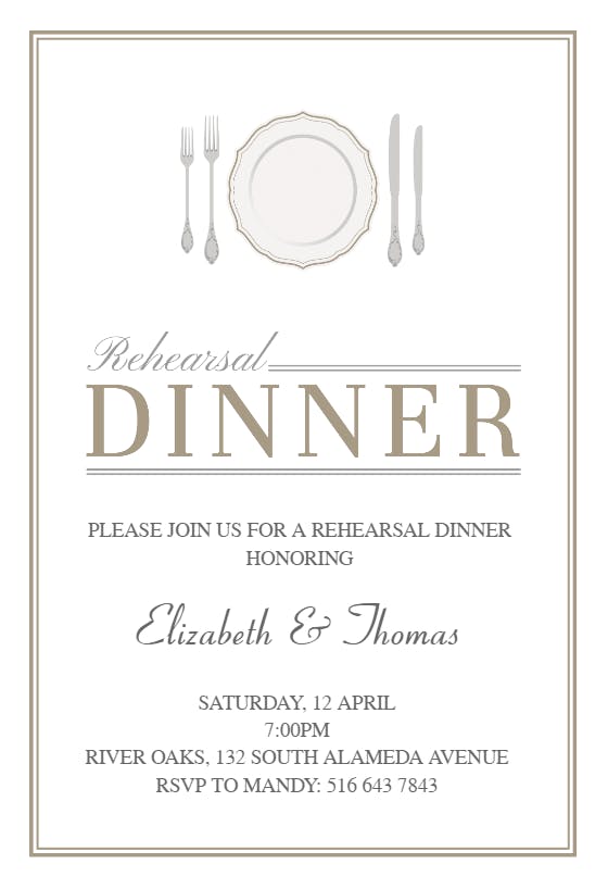 Elegant setting - rehearsal dinner party invitation
