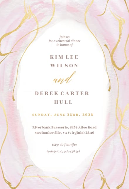 Falling Gold Confetti - Rehearsal Dinner Party Invitation