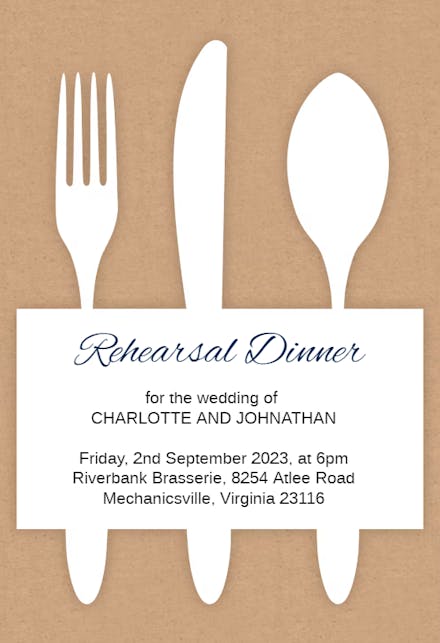Fancy Flatware - Rehearsal Dinner Party Invitation