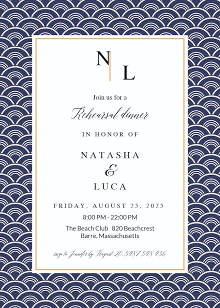 Fancy shells - rehearsal dinner party invitation