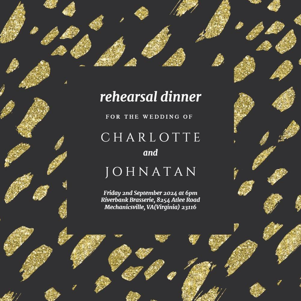 Faux gold - rehearsal dinner party invitation