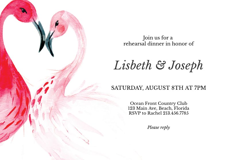 Flamingo lovers - rehearsal dinner party invitation