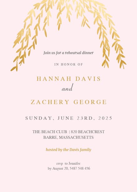 Floral arc - rehearsal dinner party invitation
