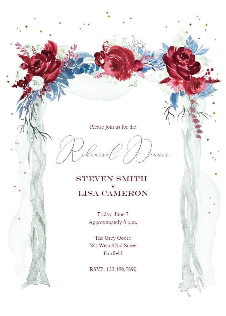 Floral canopy - invitación para cena de ensayo