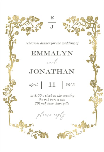 Floral Frame - Invitación Para Cena De ensayo