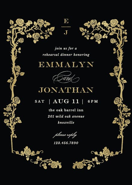 Floral frame - rehearsal dinner party invitation