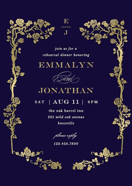 Floral frame - rehearsal dinner party invitation