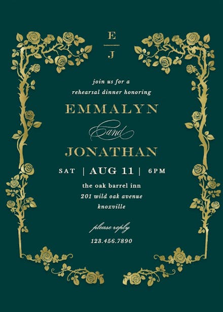 Floral frame - rehearsal dinner party invitation