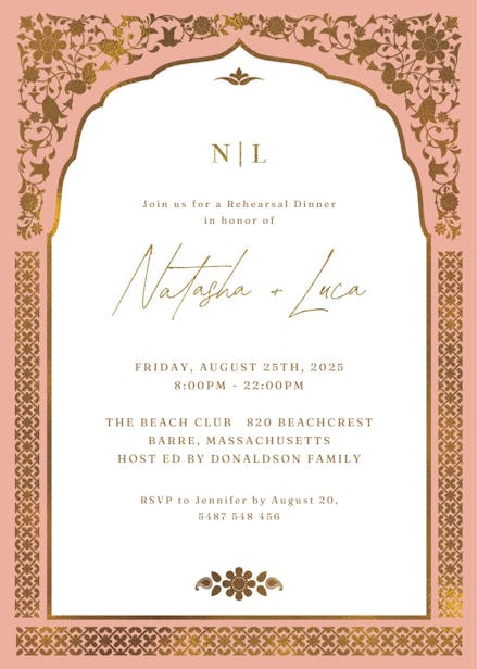 Floral gate - rehearsal dinner party invitation