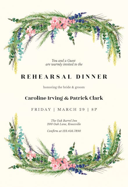 Floral pine - Rehearsal Dinner Party Invitation
