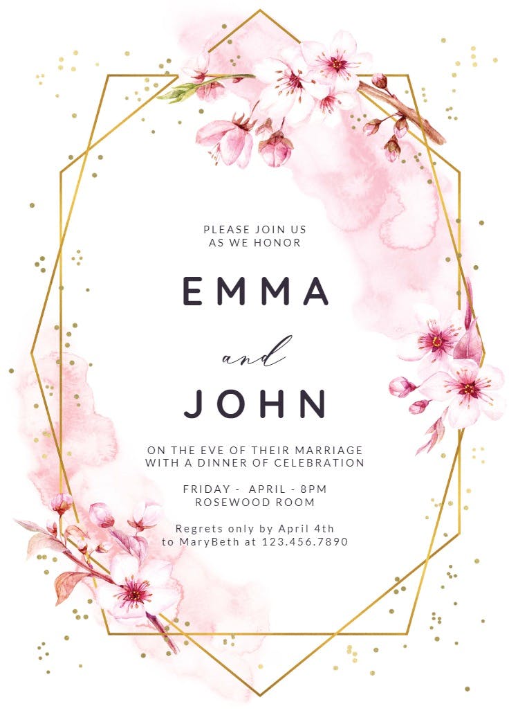 Floral sakura - rehearsal dinner party invitation