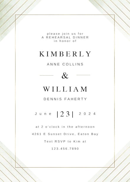 Frame & lines - rehearsal dinner party invitation