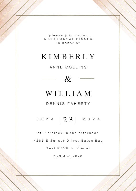 Frame & lines - rehearsal dinner party invitation