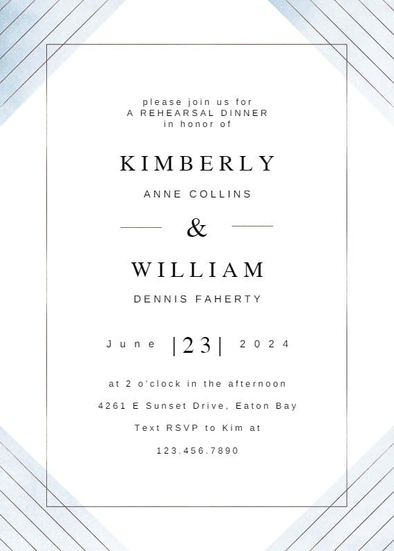 Frame & lines - rehearsal dinner party invitation