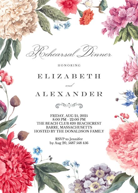 Garden glory - rehearsal dinner party invitation