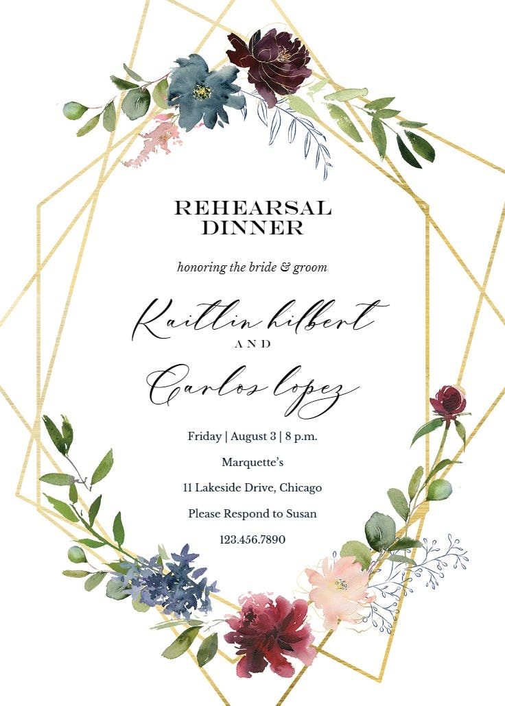 Geometric & flowers - rehearsal dinner party invitation