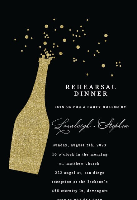 Glitter Bubbly - Rehearsal Dinner Party Invitation