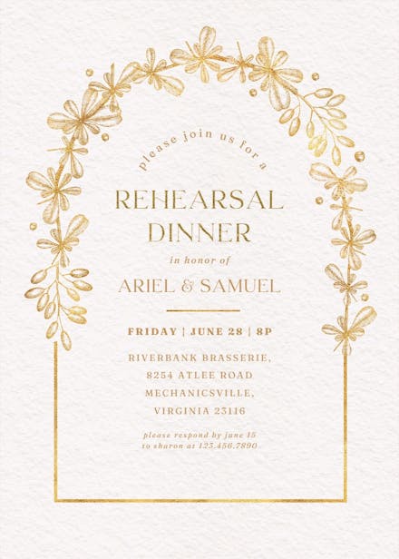 Gold autumn - rehearsal dinner party invitation