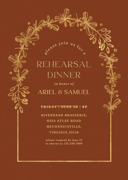 Gold autumn - rehearsal dinner party invitation