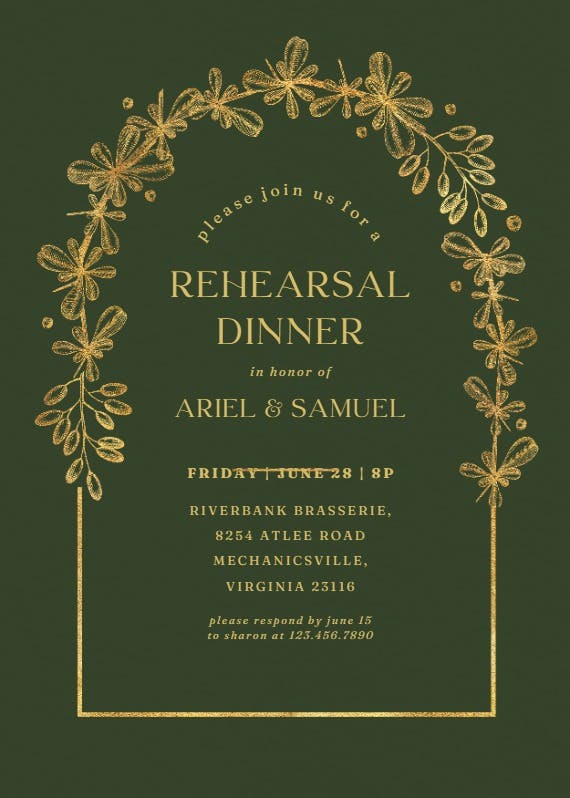 Gold autumn - rehearsal dinner party invitation