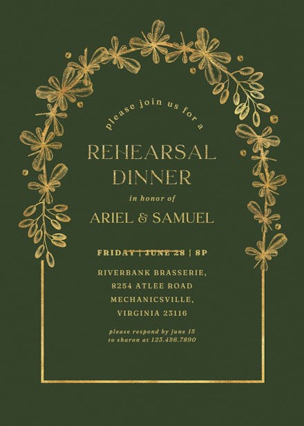Gold autumn - rehearsal dinner party invitation