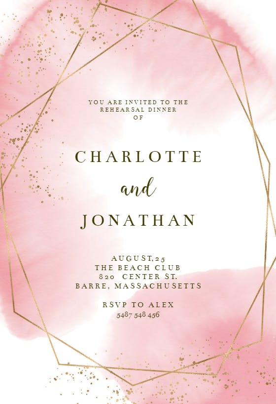 Gold polygon - rehearsal dinner party invitation
